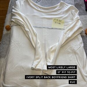 ZYIA Ivory Split Back Boyfriend Shirt